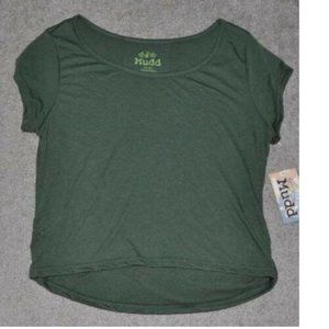Womens Shirt Mudd Green Large Cap Sleeve Scoop Neck Tagless Top Jr Girls Summer